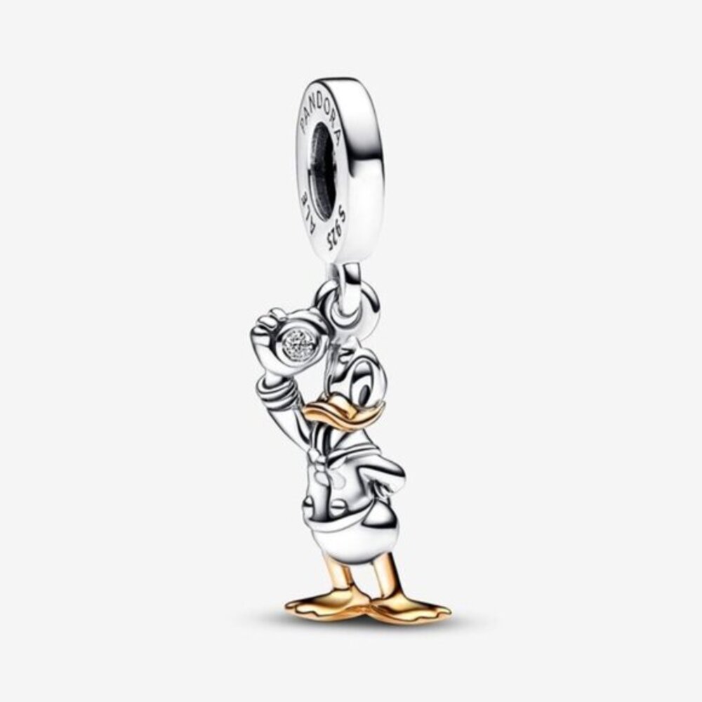 Authentic Disney 100th Anniversary Donald Duck Lab-Grown Diamond Dangle Charm